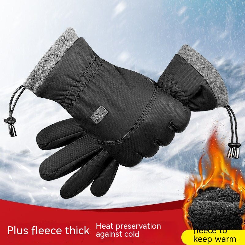 Polyester Gloves Men's And Women's Touch Screen Ski Gloves Outdoor Waterproof Windproof Warm Riding Full Finger Fleece Climbing - - Men's Gloves - Carvan Mart