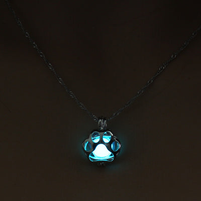 Fashion Jewelry Dog Paw Hollow Luminous Necklace - Carvan Mart