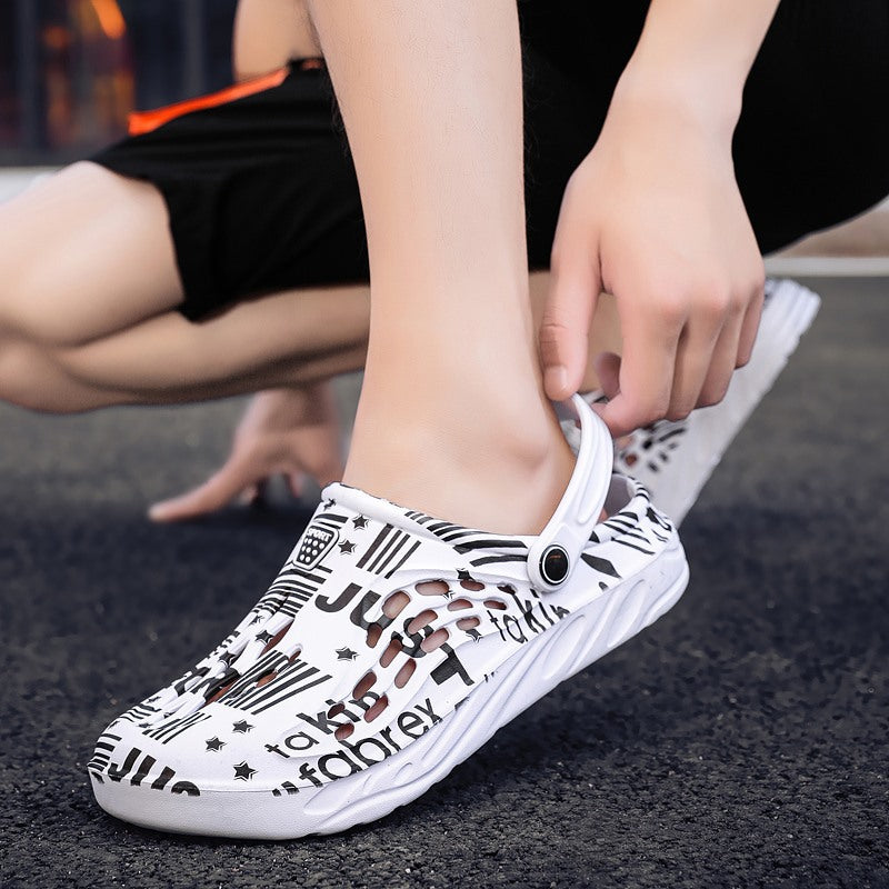 Letter Print Slippers Men Summer Sandals Beach Shoes - Carvan Mart