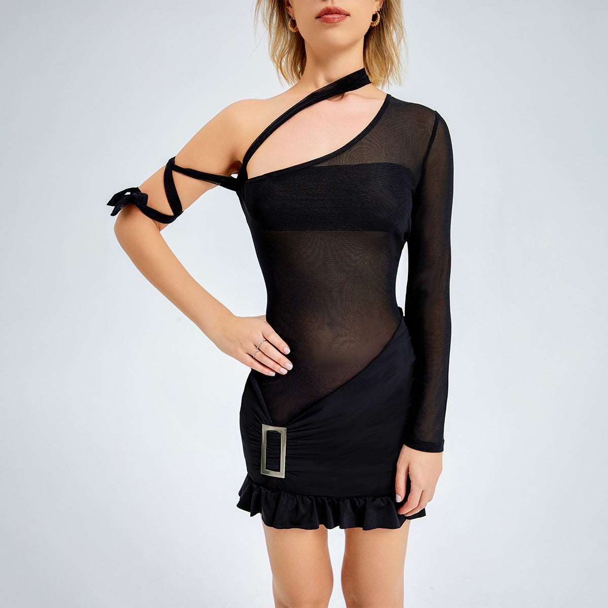 New Sexy See through shoulder Mesh Tube Top Dress - Carvan Mart