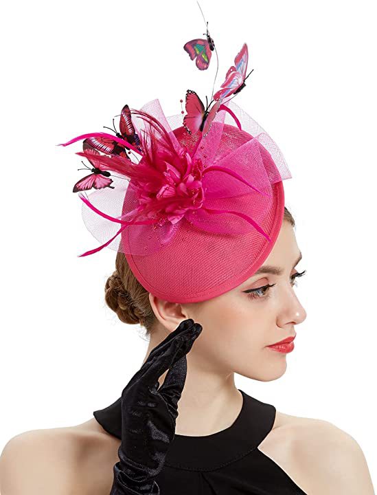 Tea Party Hat Three-dimensional Colorful Butterfly Charm Fascinator Hat - Carvan Mart