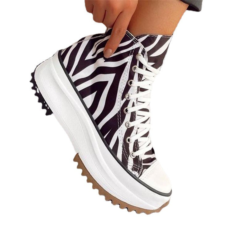 Women's Run Hike Hi Viscose Platform Canvas Shoes - Trendy High-Top Sneakers - - Women's Shoes - Carvan Mart