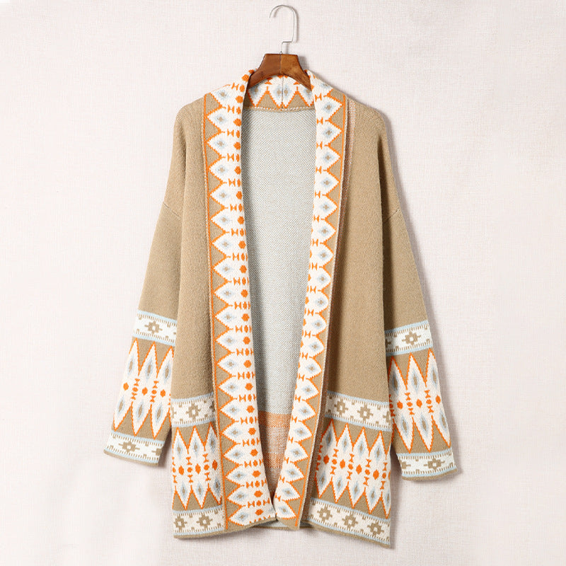 European And American National Style Mid-length Cardigan For Women - Carvan Mart