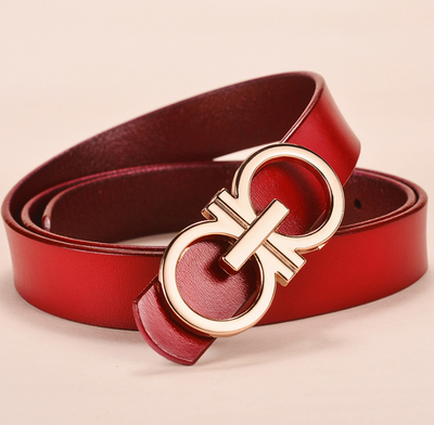 Designer white Belt Women Strap High Quality Genuine Leather Famous Brand Ladies Belt For Jeans Skirt Girl Red Pin Buckle2.3 - Red - Belts & Cummerbunds - Carvan Mart