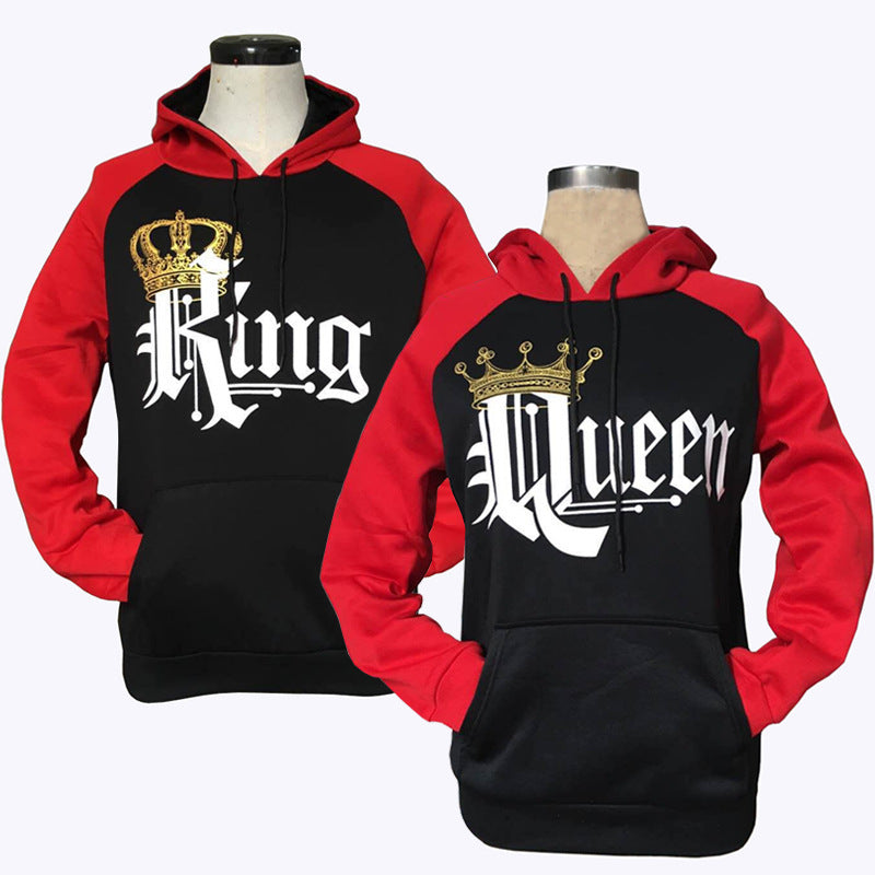 Printed Hooded Couple Sweatshirt - Carvan Mart