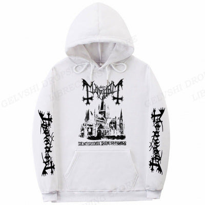 Men's Trendy Graphic Print Sweatshirt Solid Color Fashion Hoodie - white - Men's Hoodies & Sweatshirts - Carvan Mart