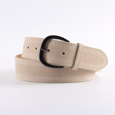 Ladies alloy pin buckle frosted decorative belt - Beige - Belts & Cummerbunds - Carvan Mart