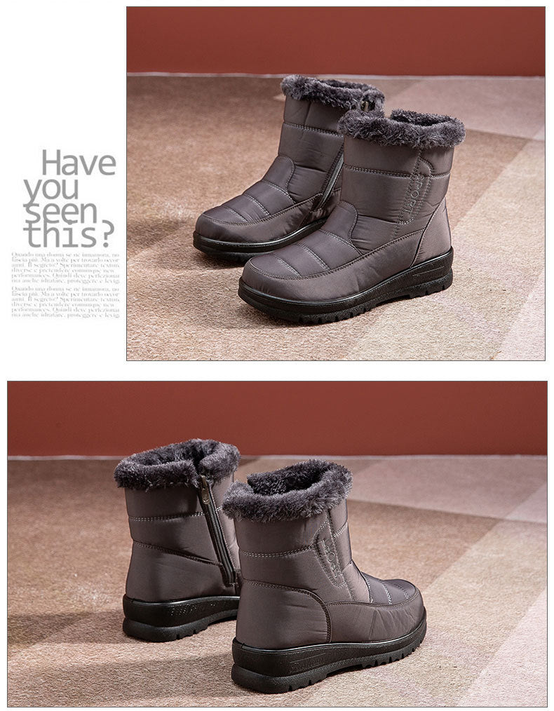 Women's Warm Snow Boots - Waterproof Winter Ankle Boots with Side Zipper - - Women's Shoes - Carvan Mart