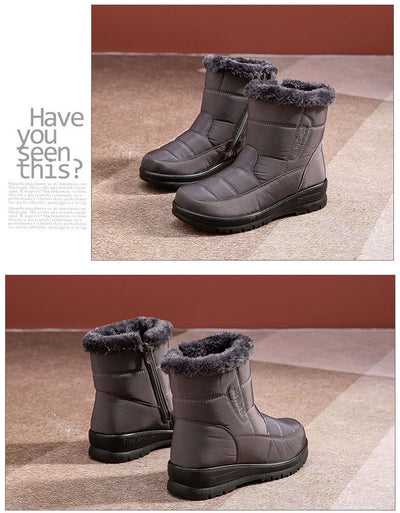 Women's Warm Snow Boots - Waterproof Winter Ankle Boots with Side Zipper - Carvan Mart