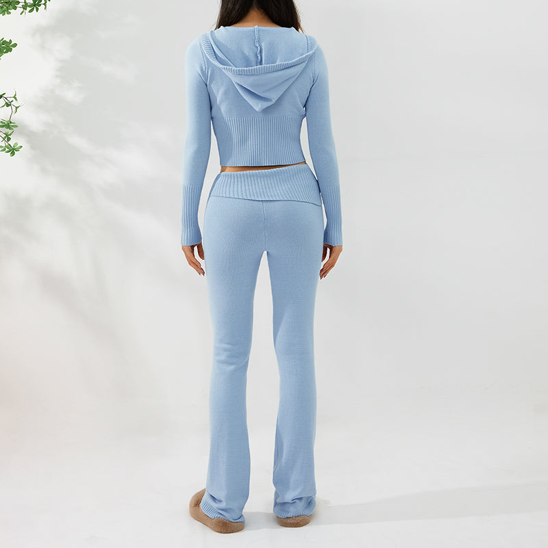 Hoodie Suit Leisure Zip Long Sleeve High Waist Women Long Pant Suit - - Suits & Sets - Carvan Mart