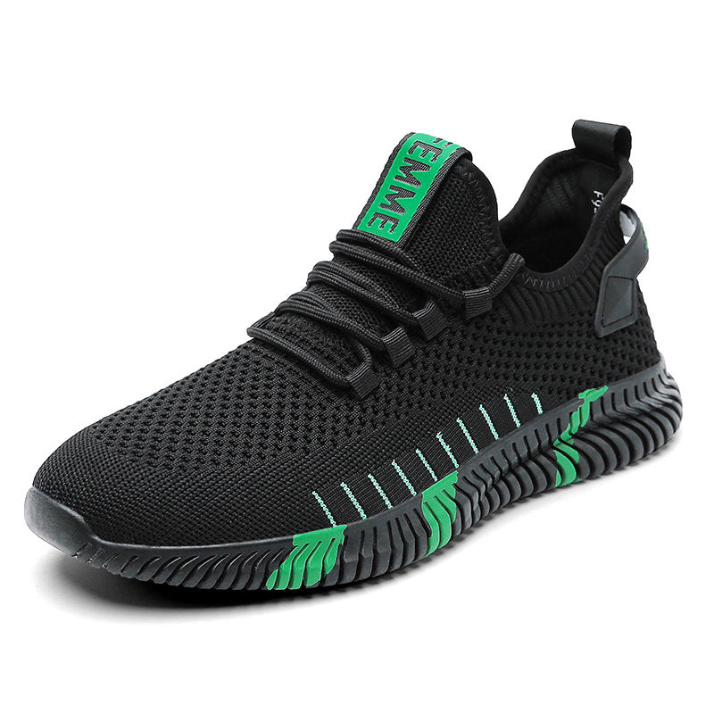Mesh Sneakers for Men - Breathable Lightweight Running Shoes - Black green - Men's Sneakers - Carvan Mart