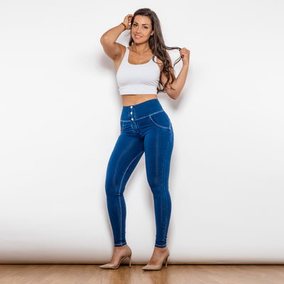 Women's Jeans Pant Button Up Push Up Effect Butt Lifting Jeggings High Waist Jeans - Carvan Mart