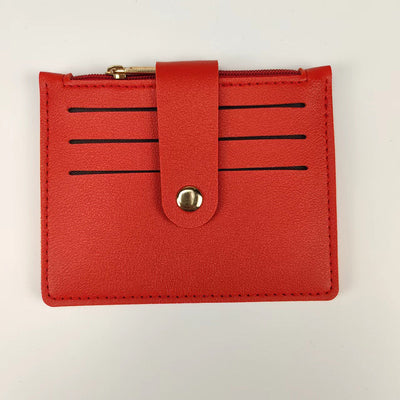 Short Small Card Holder Certificate Holder Women With Zipper - 014 Red - Women's Wallet - Carvan Mart