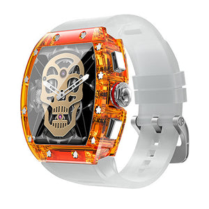 New Fashion YD5 Mechanical Smart Watch - White Orange - Men's Watches - Carvan Mart