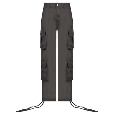 Women's High-Waist Cargo Pants - Stylish Baggy Trousers with Pockets - Dark Grey - Pants & Capris - Carvan Mart