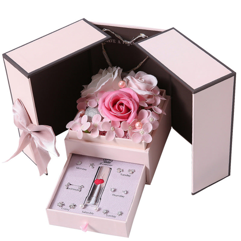 Gift Box Double Door Rose Gift Box Jewelry Creative Decorate Box - - Gift - Carvan Mart