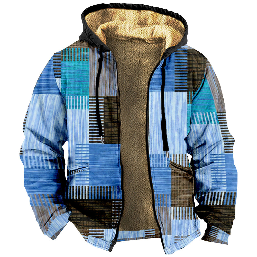Men's Multi-color Pattern 3D Digital Printing Hooded Cotton-padded Jacket - Pattern 3 - Men's Jackets & Coats - Carvan Mart