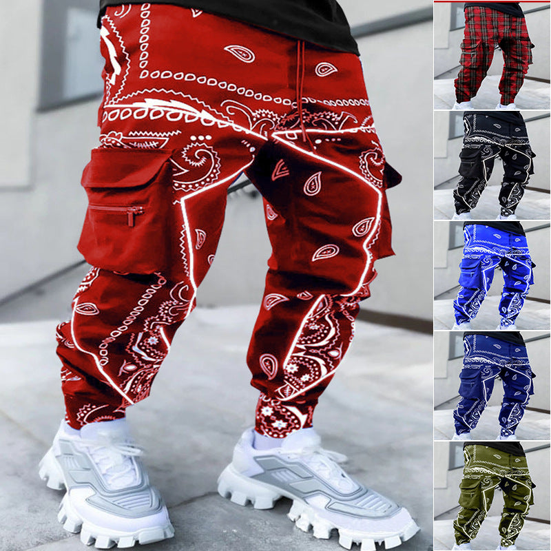 Men's Hip-Hop Print Trousers - Casual Wide-Leg Harem Pants - - Men's Pants - Carvan Mart