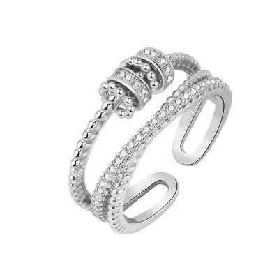 Tunable Anxiety Rings With Bead Relieve Stress Rings - Silver - Women's Rings - Carvan Mart