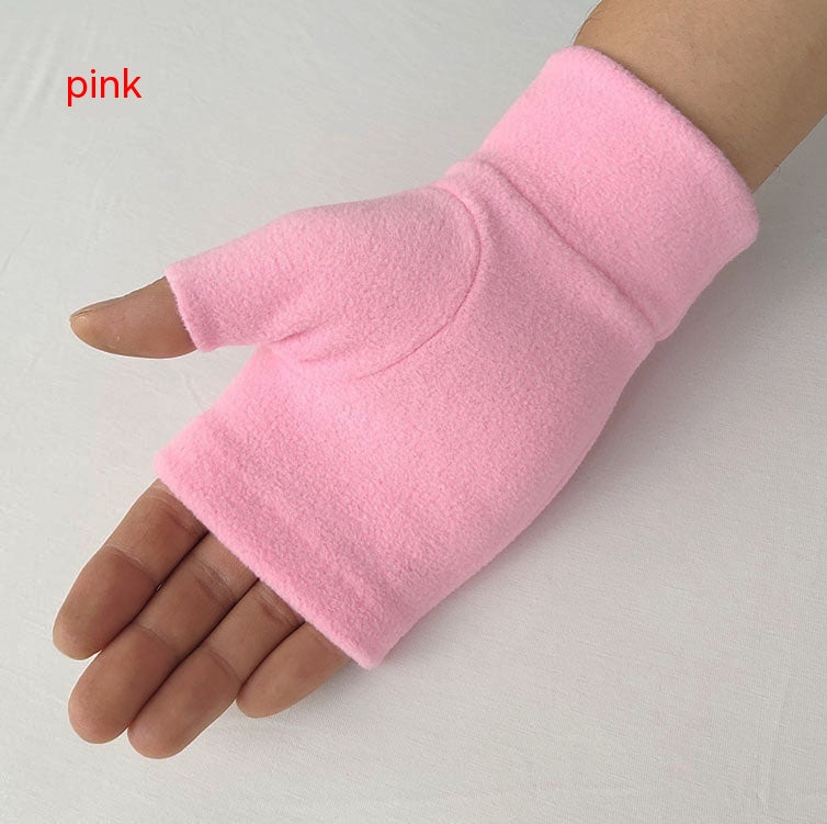 Outdoor Sports Running Thickened Warm Gloves Typing And Writing Warm Half Finger Gloves - Carvan Mart