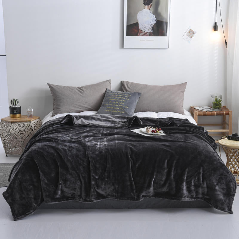 Light Luxury Solid Color Flannel Shan Blanket - Langbao Gray - Bedding Sets - Carvan Mart