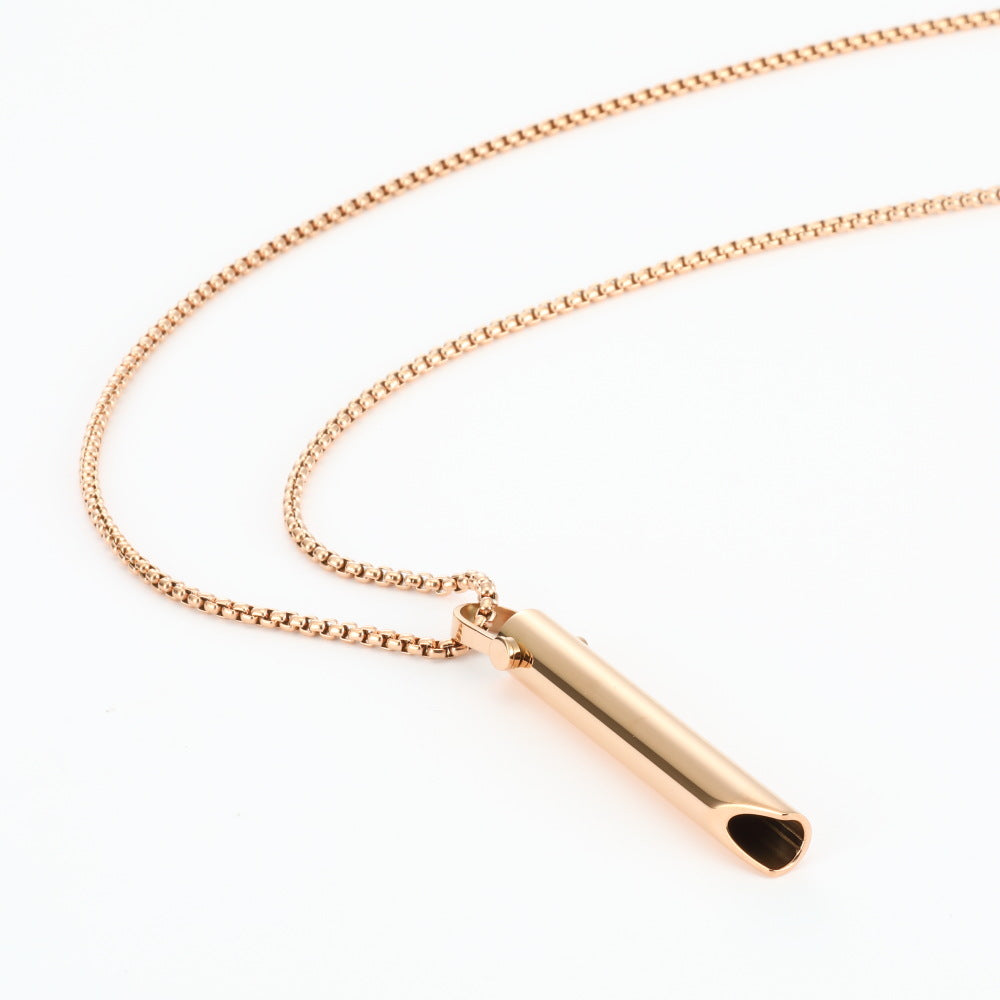 Minimalist Bar Pendant Necklace Breathing Relieve Pressure Ornament Decompression Necklace - Rose Gold - Necklaces - Carvan Mart