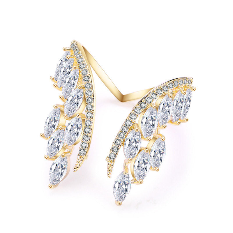 Creative Angel Wings Opening Ring Exquisite Women's Rhinestone Rings - Carvan Mart