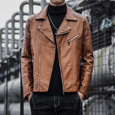 Spring And Autumn Leather Clothes Men's Motorcycle Jacket - Carvan Mart