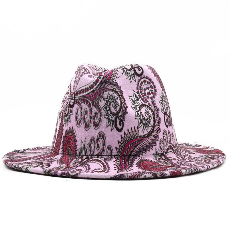 Gorgeous Cashew Floral Print Felt Cap - Style01 M - Men's Hats & Caps - Carvan Mart