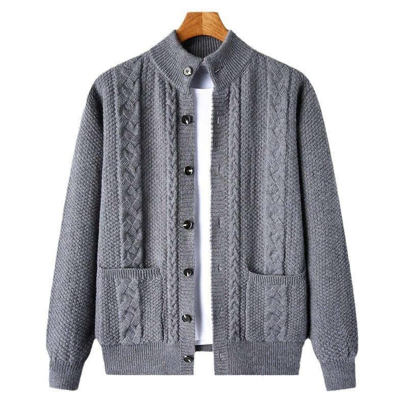 Thick Knit Cardigan Retro Jacquard Loose-fitting Sweater Jacket - - Men's Sweaters - Carvan Mart