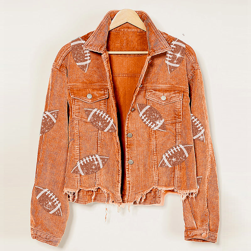 Corduroy Jacket Printed Autumn And Winter Women's Top - Carvan Mart