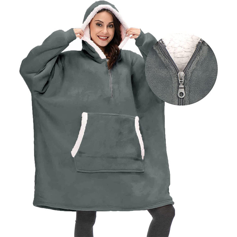 Wearable Zippered Hooded Slacker Blanket In Autumn And Winter - Carvan Mart