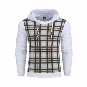 Pullover Plaid Image Multi-Color Lines Men Hoodies - White - Men's Hoodies & Sweatshirts - Carvan Mart