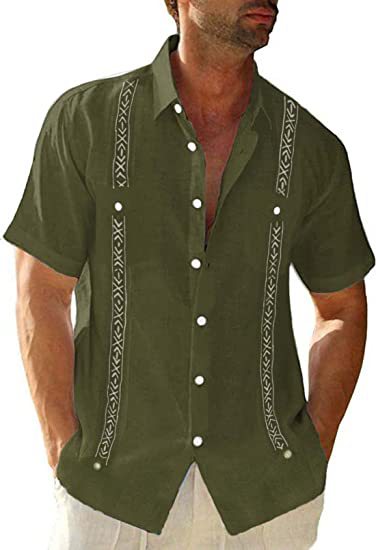 Fashion Short Sleeve Trendy Linen Button-ups Shirt - 8DXCS00262 - Men's Shirts - Carvan Mart