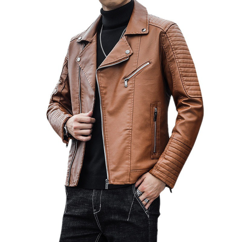 Spring And Autumn Leather Clothes Men's Motorcycle Jacket - Carvan Mart