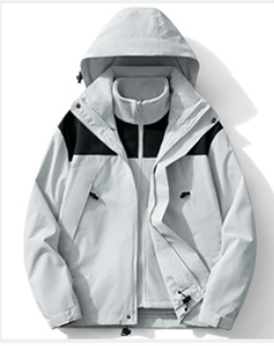 Shell Jacket Outdoor Couple Color Matching Detachable - Gray - Men's Jackets & Coats - Carvan Mart