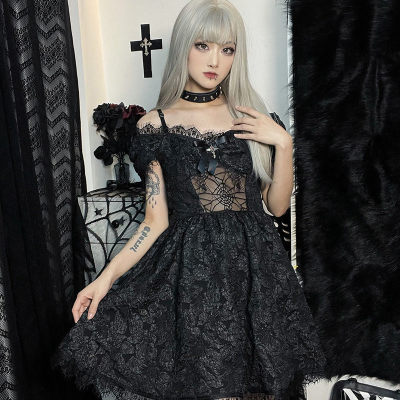 Dark Gothic Milkmaid Dress - Black - Dresses - Carvan Mart