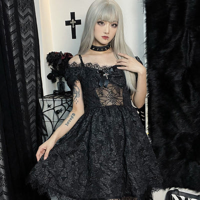 Dark Gothic Milkmaid Dress - Carvan Mart