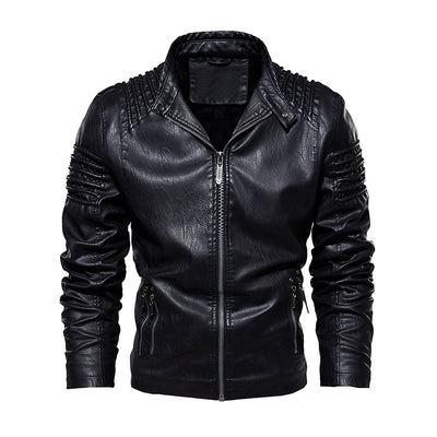 Men Leather Jacket Winter And Autumn Motorcycle PU Warm Fashion - Carvan Mart