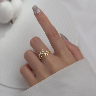 Nature-Inspired Leaf Ring Collection Branch Open Ring - Gold - Women's Rings - Carvan Mart