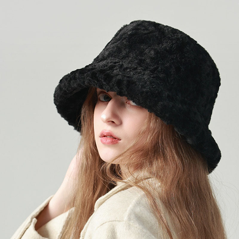 Lambswool Fisherman Hat Winter Warm Fashionable Solid Color Hats For Women - Carvan Mart