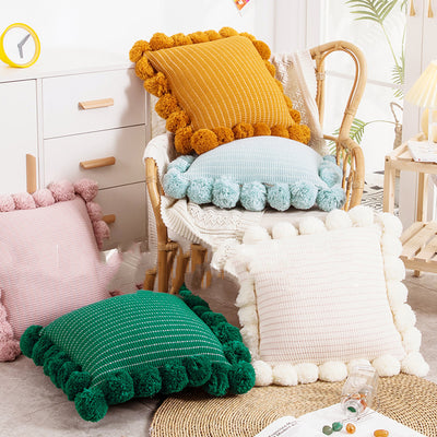 Throw Pillow Bed Sofa Cushion Waist Knitted Pillowcase - 
