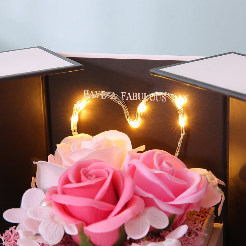 Gift Box Double Door Rose Gift Box Jewelry Creative Decorate Box - - Gift - Carvan Mart