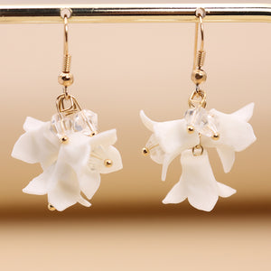 Handmade White Ceramic Flower Elegant Simple Earrings - - Earrings - Carvan Mart