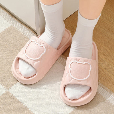 Rhombus Bear Slippers Indoor Non-slip Thick Sole Floor Bedroom Slippers - Carvan Mart