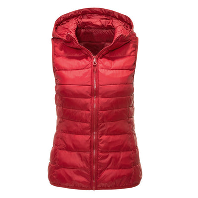 Women's Warm Vest Hooded Vest Cotton-padded Jacket - Red - Women's Coats & Jackets - Carvan Mart