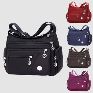 Ladies Multi-layer Square Shoulder Messenger Bag Waterproof Nylon Oxford Crossbody Handbags - Carvan Mart