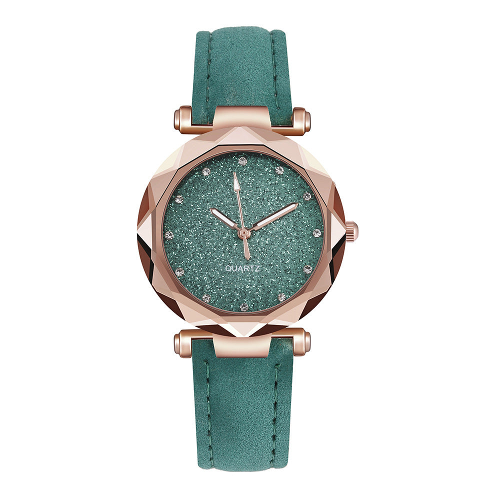 Casual Women Romantic Starry Sky Wrist Watch Leather Rhinestone Designer Ladies Clock - Carvan Mart