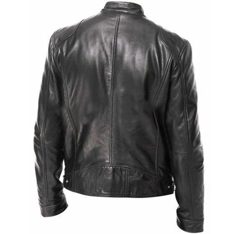 PU Leather Jacket Slim Leather Jacket - Carvan Mart