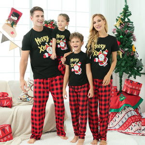 Cartoon Cotton Black Animal Pattern Pajamas Suit - Short Sleeve Snowman - Suits & Sets - Carvan Mart